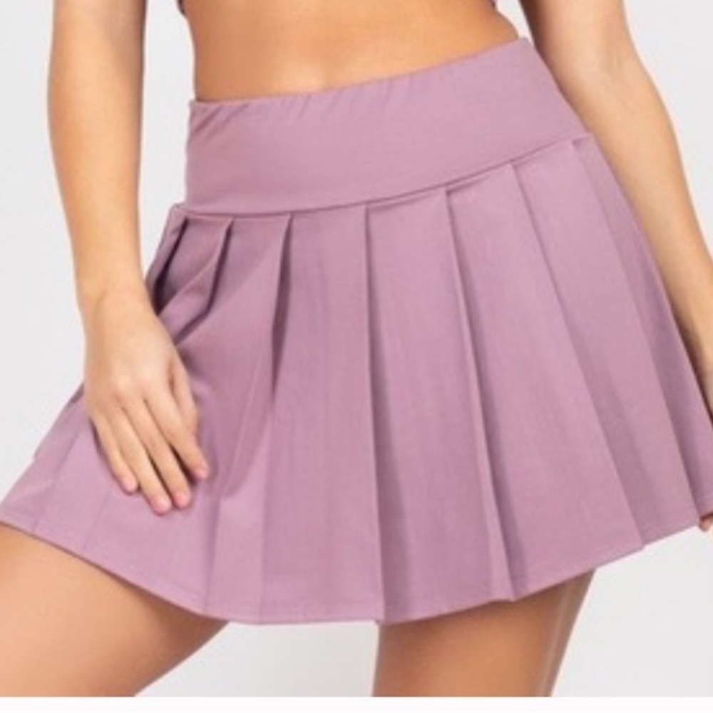 La Kottee Chic Mauve Skater Pleated Mini Skirt Skort - Picture 3 of 13